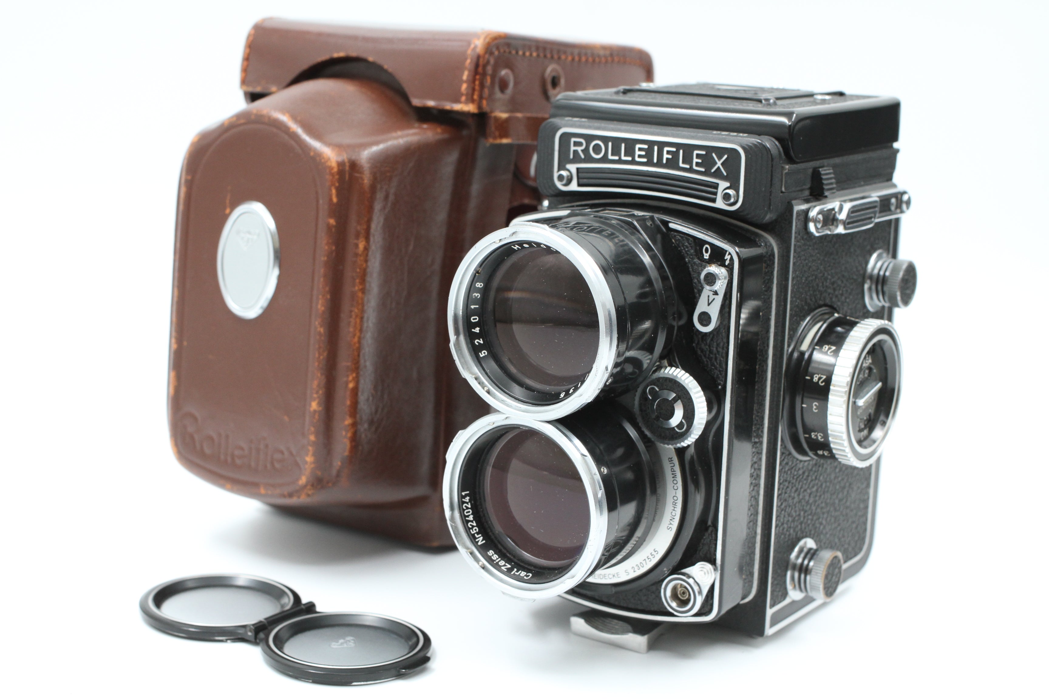 Rolleiflex, Tele-Rollei White Face Model II w/ 135mm f4 Zeiss Sonnar + case.