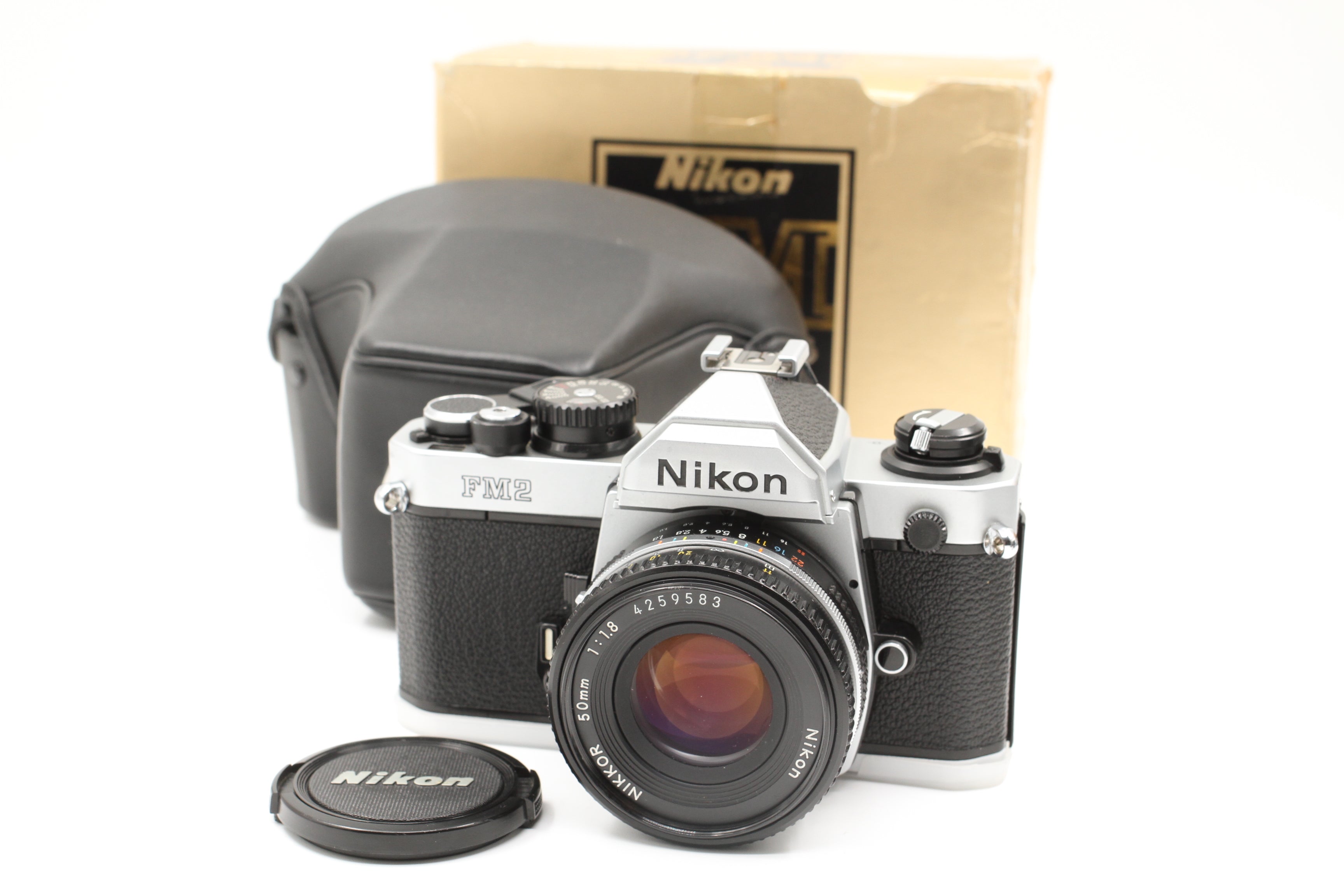 Nikon FM2n Chrome 35mm SLR w/ 50mm f1.8 Ais Lens, Boxed